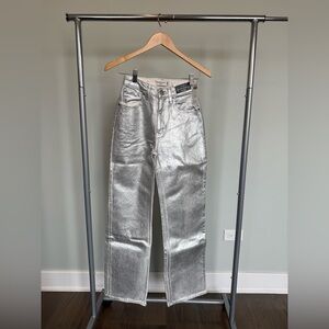 Abercrombie & Fitch Curve Love High Rise 90s Relaxed Silver Jeans size 24